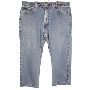 Levis 505 Jeans Men 42x30 Regular Fit Straight Light Wash Blue Denim 100% Cotton